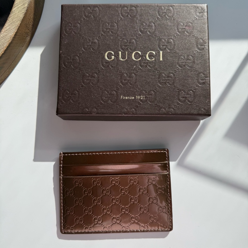 Gucci Bronze Microguccissima Leather Card Holder
